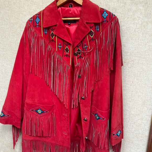 Excelled Collection Jackets & Blazers - Excelled Collection Medium Red Embroidered Jacket